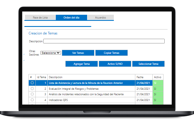 Laptop con Módulo intraMed de Gestión de Comités Hospitalarios Obligatorios